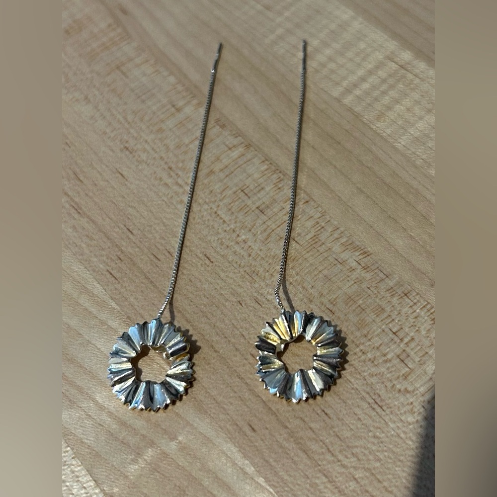 Pencil Shaving Two Tone Pull Through Earrings - image 3